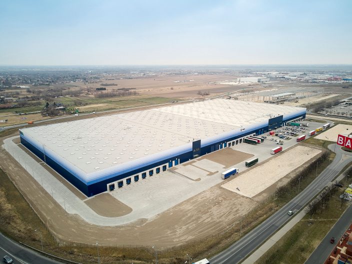 Aerial view of the new FIEGE logistics centre near Budapest